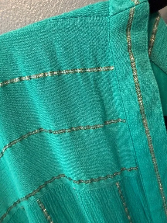 En Crème sold out Sabrina Lurex Kimono Maxi boho hippie Dress in teal, sz small - Picture 6 of 12